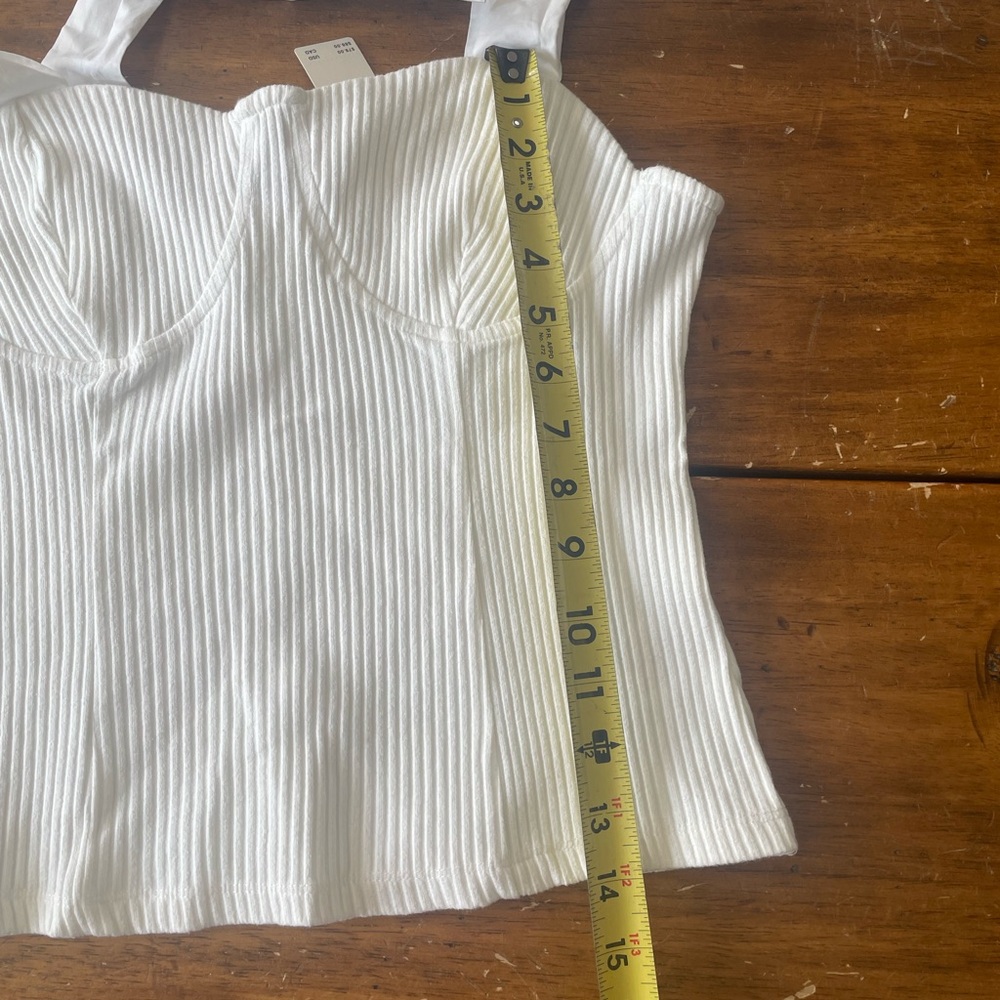 New Anthropolgie Maeve Structured Tie Shoulder Bow Tank Bustier White Small S - Picture 3 of 6